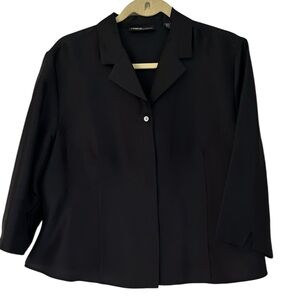 Valerie by Valerie Steven’s 100% Silk Black Tailored Career Top size L